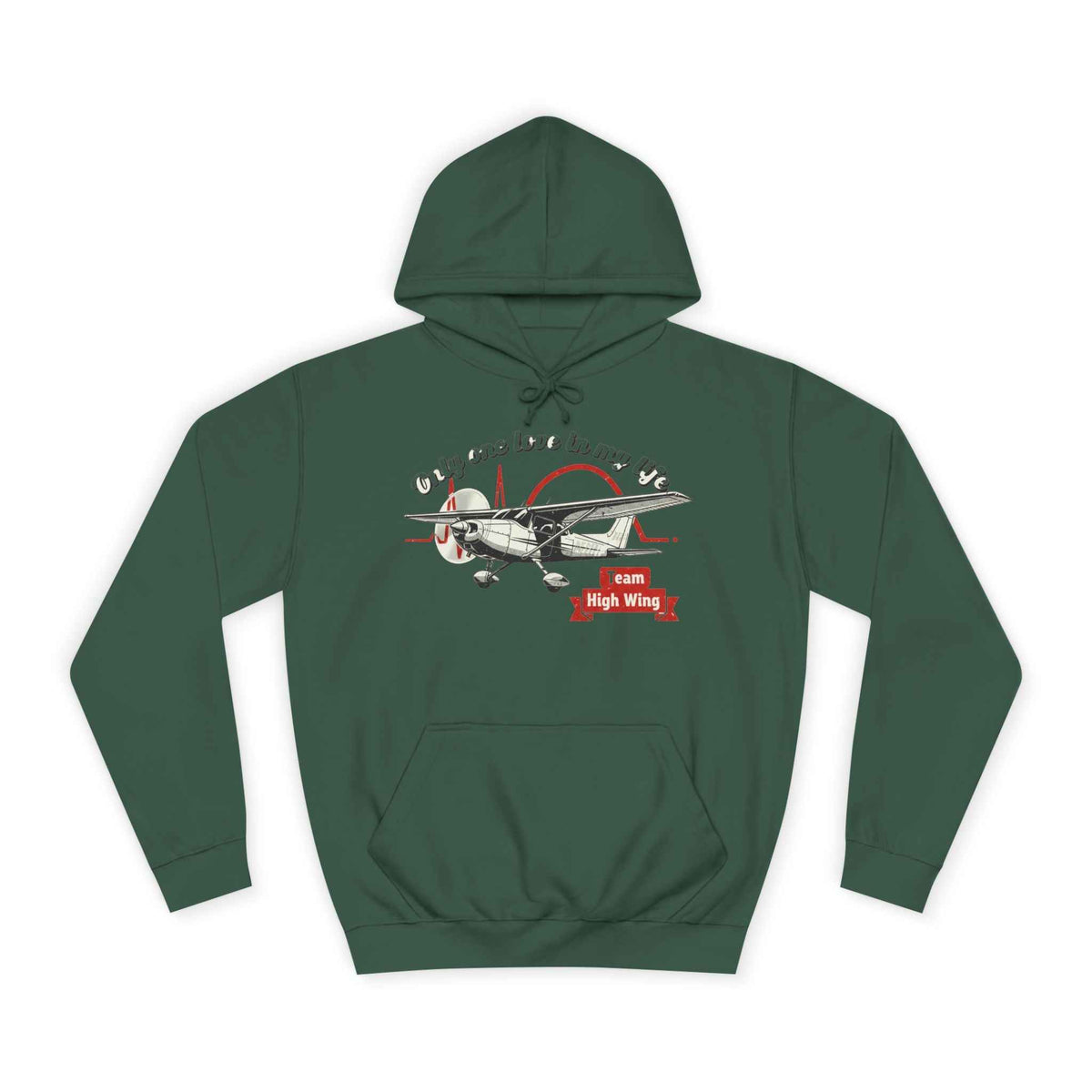 Aviation Hoodie — Vintage Cessna Plane "Team High Wing" Pullover