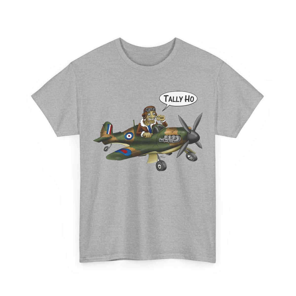 Tally Ho Spitfire Tee — Retro WWII Pilot Plane Graphic T-Shirt