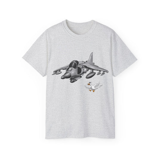 Harrier Hand drawn Cartoon for Flight Enthusiast T-Shirt, Airplane Graphic Tee, Unique Gift for Pilots, Aviation Fan Apparel