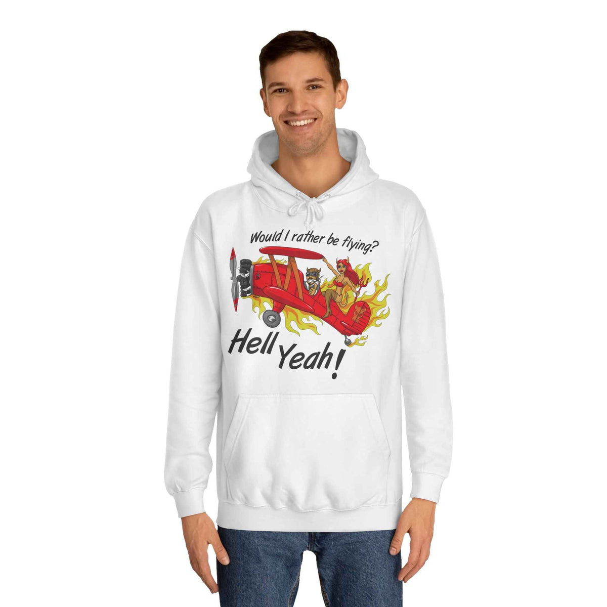 Hell Yeah! Flaming Plane Graphic Hoodie