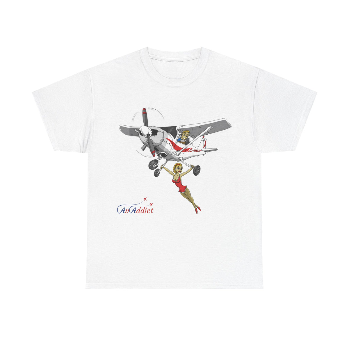 Cotton Tee Cessna Trapeze Artist Cartoon Print