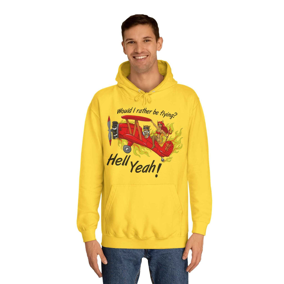 Hell Yeah! Flaming Plane Graphic Hoodie