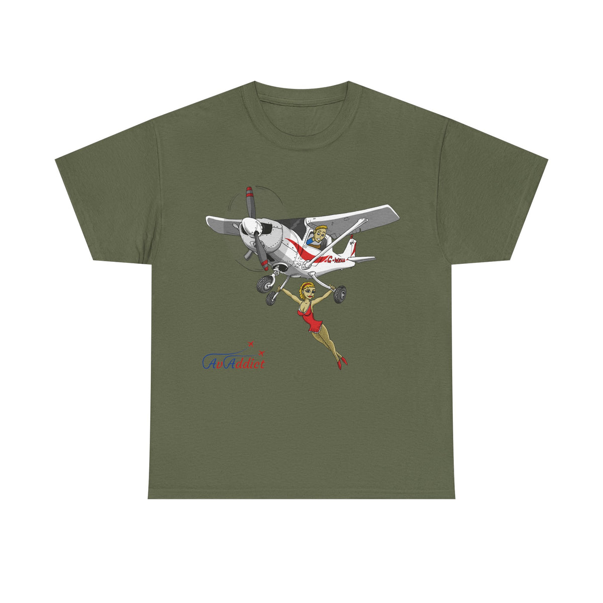 Cotton Tee Cessna Trapeze Artist Cartoon Print
