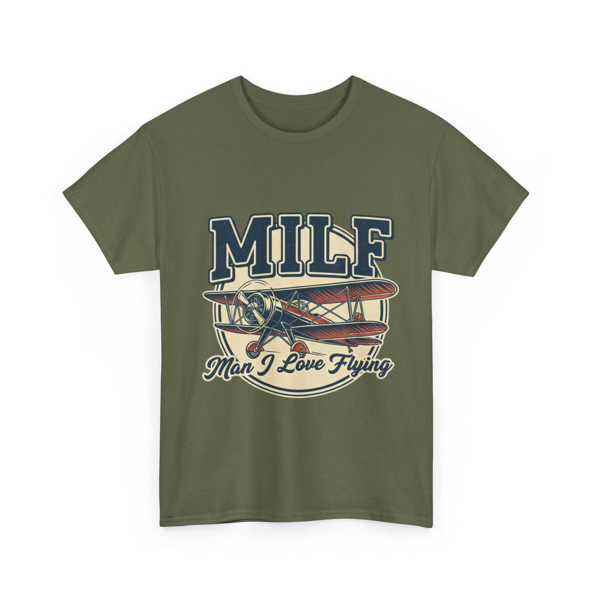 T-Shirt — "MILF: Man I Love Flying" Vintage Airplane Graphic Tee