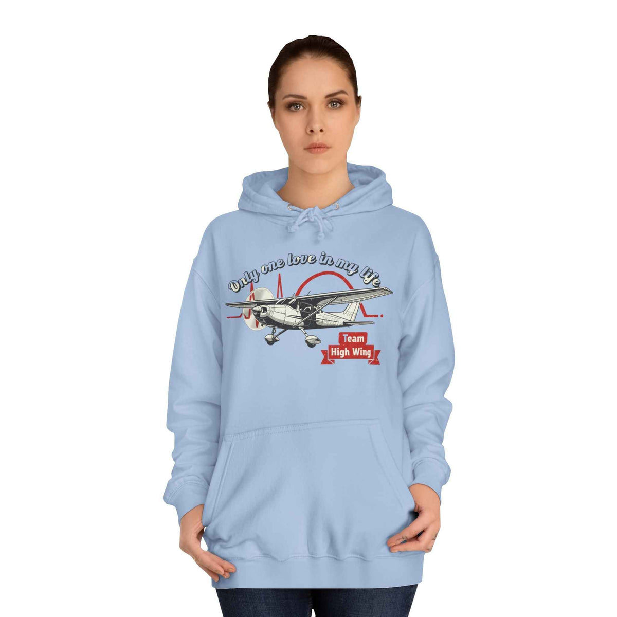 Aviation Hoodie — Vintage Cessna Plane "Team High Wing" Pullover