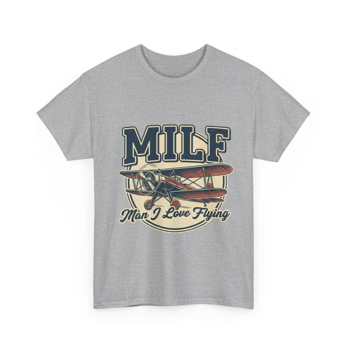 T-Shirt — "MILF: Man I Love Flying" Vintage Airplane Graphic Tee