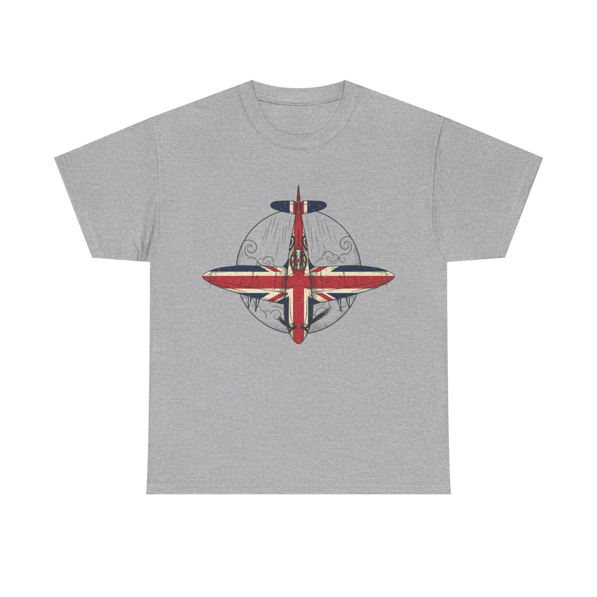Vintage British Spitfire T-Shirt — Union Jack Warplane Graphic Tee
