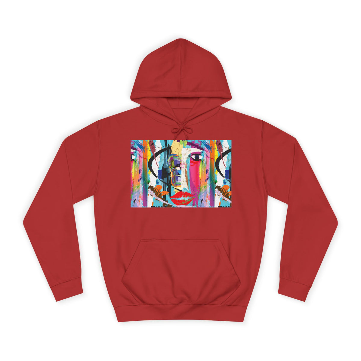 Abstract Colorful Face Hoodie — Vibrant Pop Art Graphic Pullover