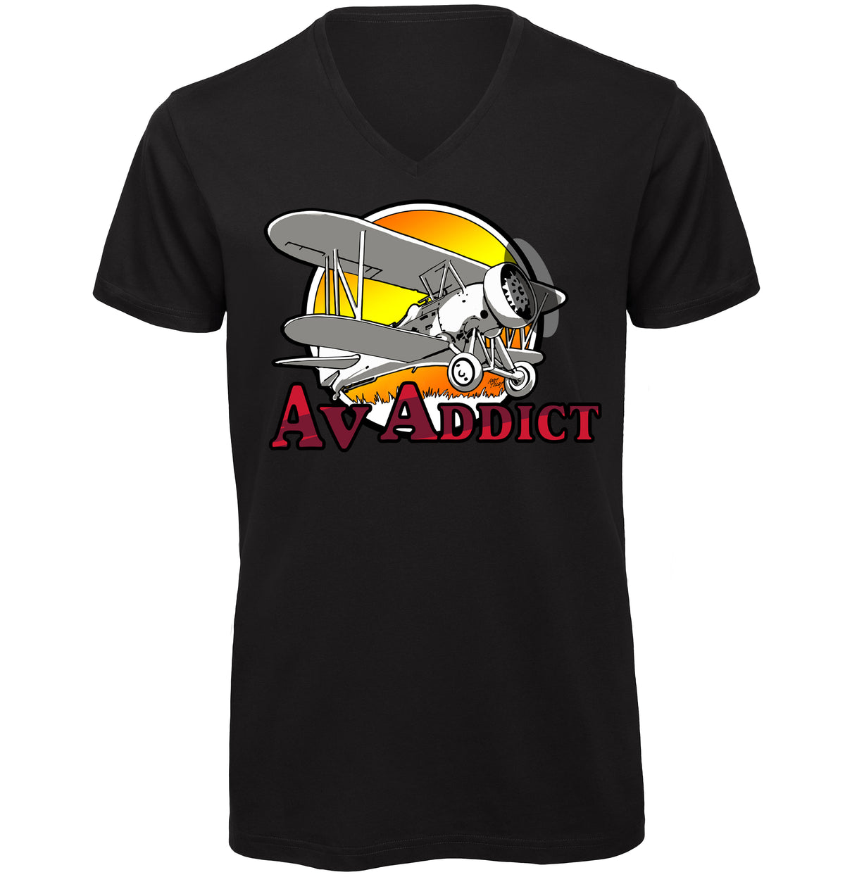 Aviation Addict Sun V-Neck T-Shirt - Funky Aviation