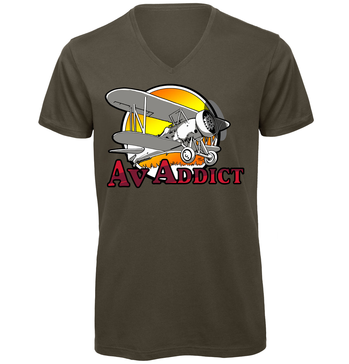 Aviation Addict Sun V-Neck T-Shirt - Funky Aviation