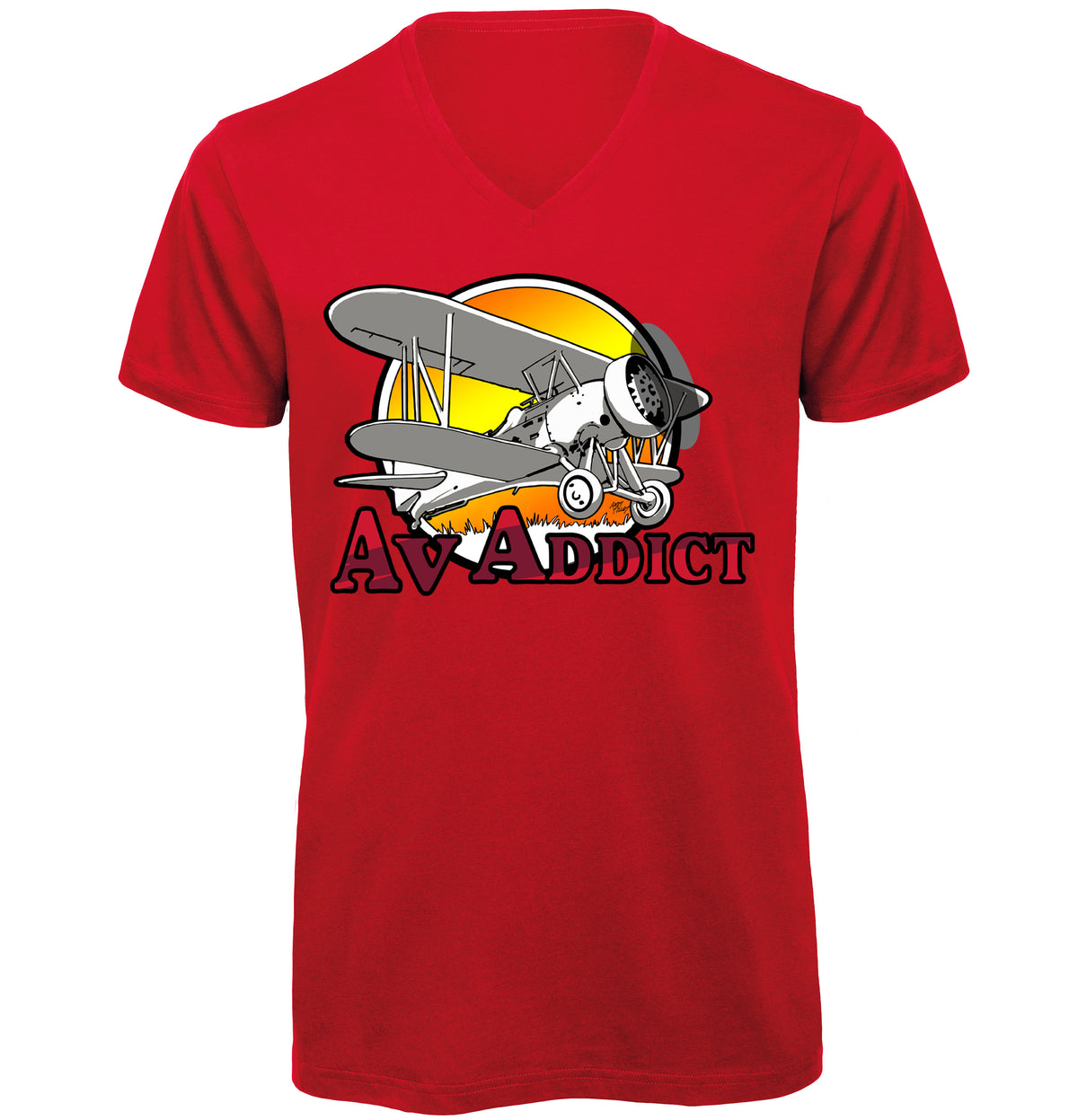 Aviation Addict Sun V-Neck T-Shirt - Funky Aviation