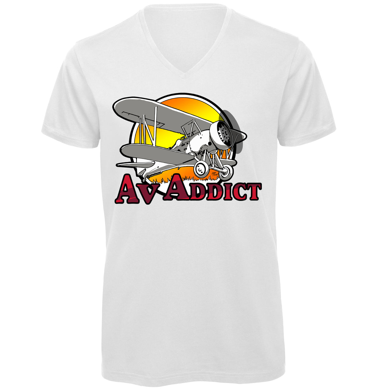 Aviation Addict Sun V-Neck T-Shirt - Funky Aviation