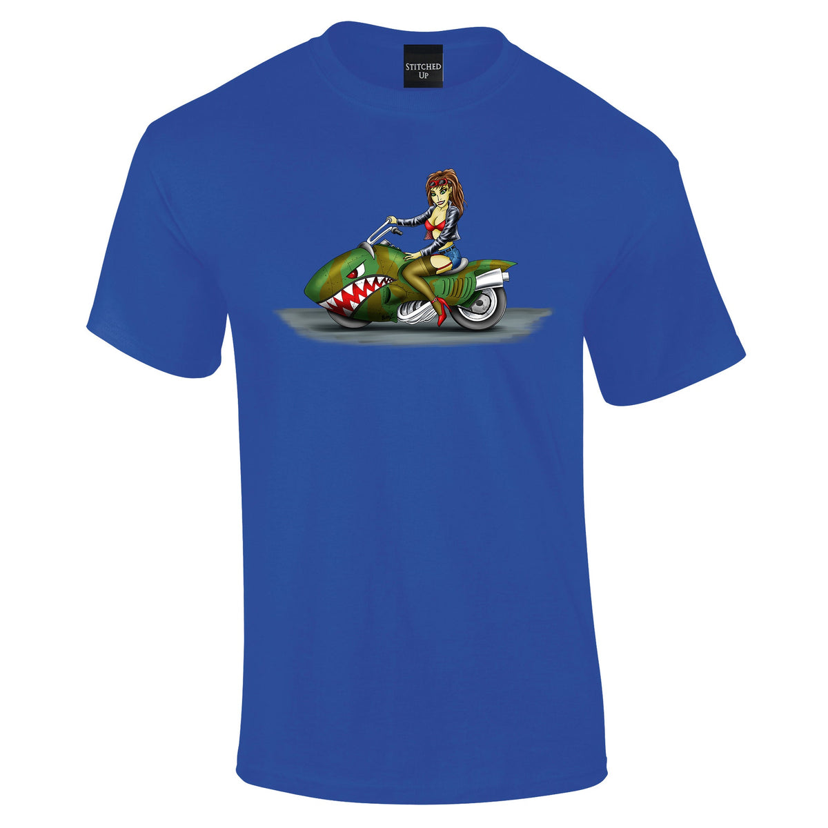 Funky Biker Chick Cartoon T-Shirt - Funky Aviation