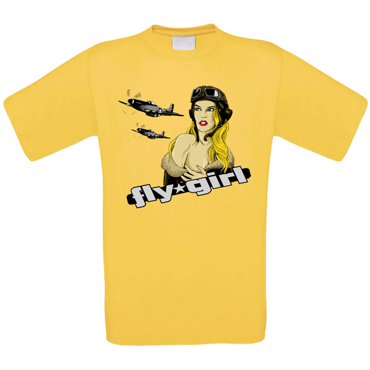 Fly Girl Nose Art Crew Neck T Shirt