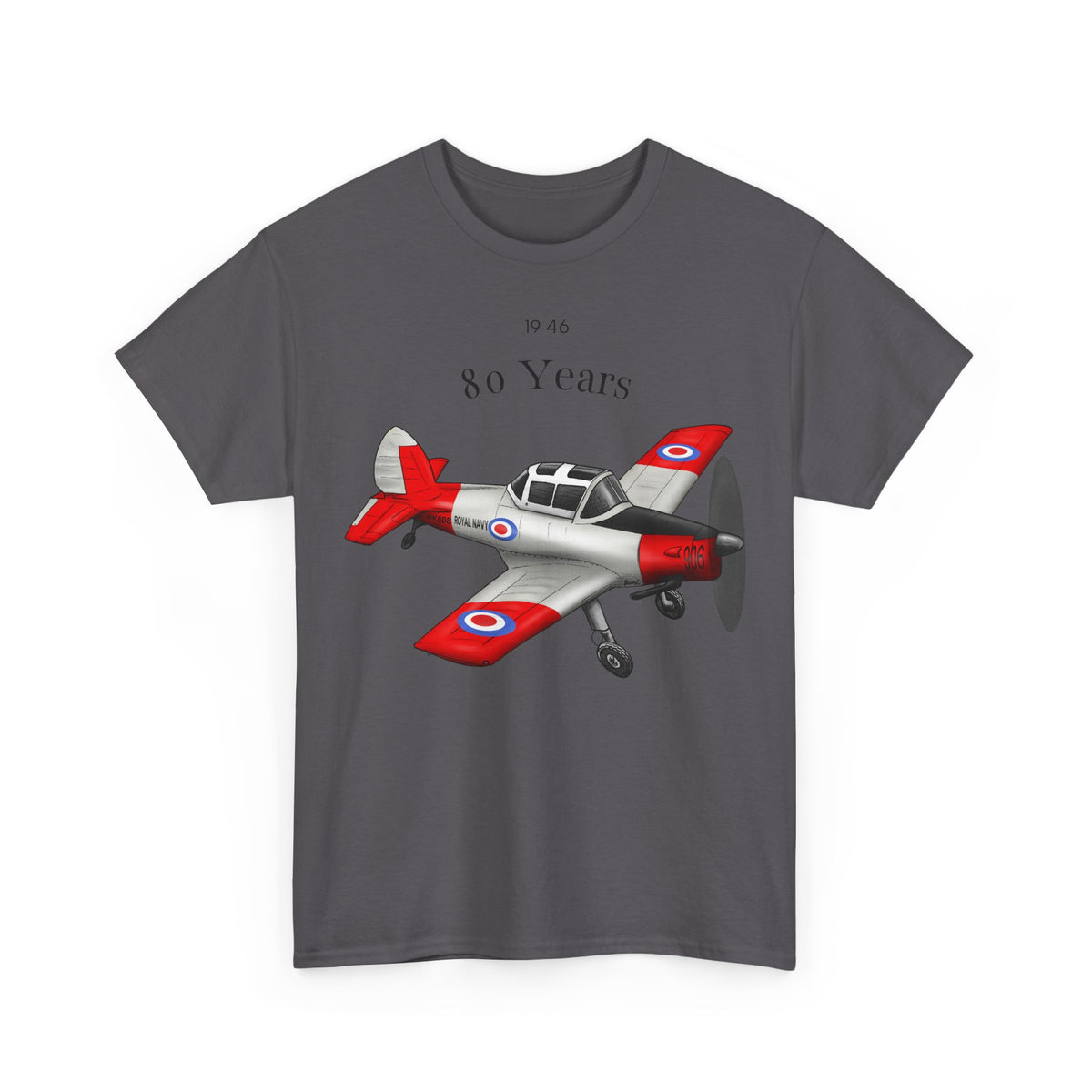 Chipmunk Vintage Airplane Tee — "80 Years" Commemorative Aviation Shirt