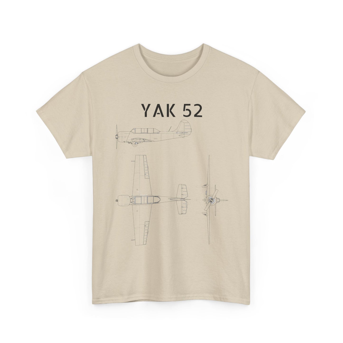 Yak-52 Blueprint T-Shirt — Vintage Aircraft Schematic Tee for Aviation Enthusiasts