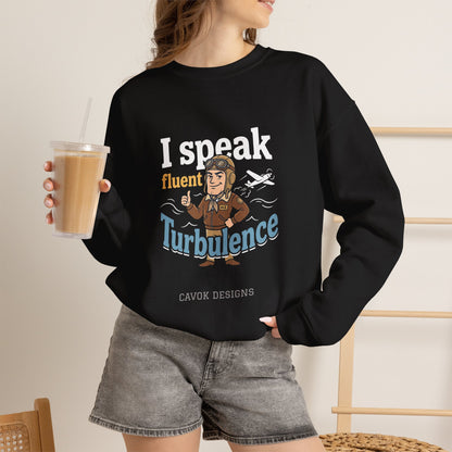 Aviation Crewneck Sweatshirt – "Fluent Turbulence" Vintage Pilot Graphic