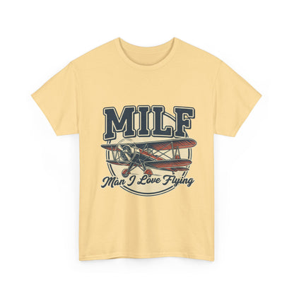 T-Shirt — "MILF: Man I Love Flying" Vintage Airplane Graphic Tee