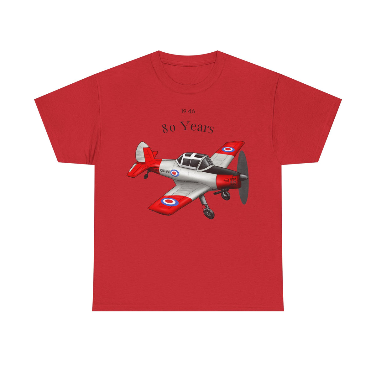 Chipmunk Vintage Airplane Tee — "80 Years" Commemorative Aviation Shirt