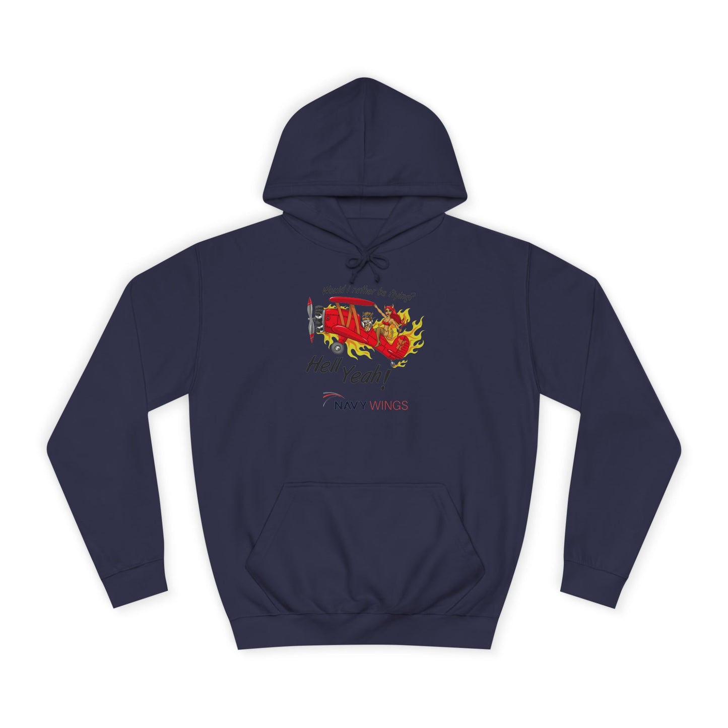 Vintage Red Airplane Hoodie — "Hell Yeah!" Graphic College Pullover