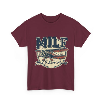 T-Shirt — "MILF: Man I Love Flying" Vintage Airplane Graphic Tee