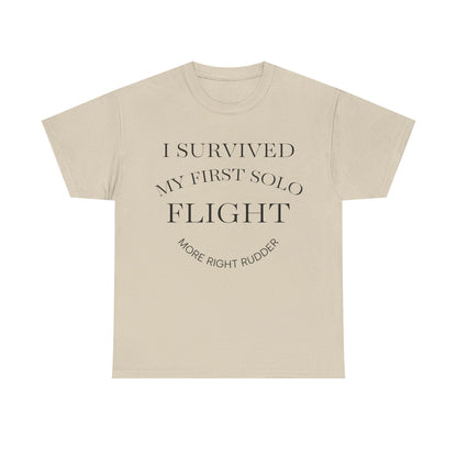 I Survived My First Solo Flight Unisex Heavy Cotton Tee