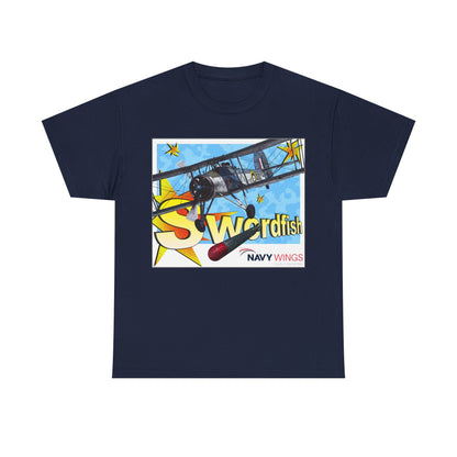 Swordfish Navy Wings T‑Shirt — Vintage Biplane Aviation Graphic Tee
