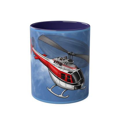 Bell Jet Ranger Helicopter Two-Tone Coffee Mugs, 11oz - Funky Aviation