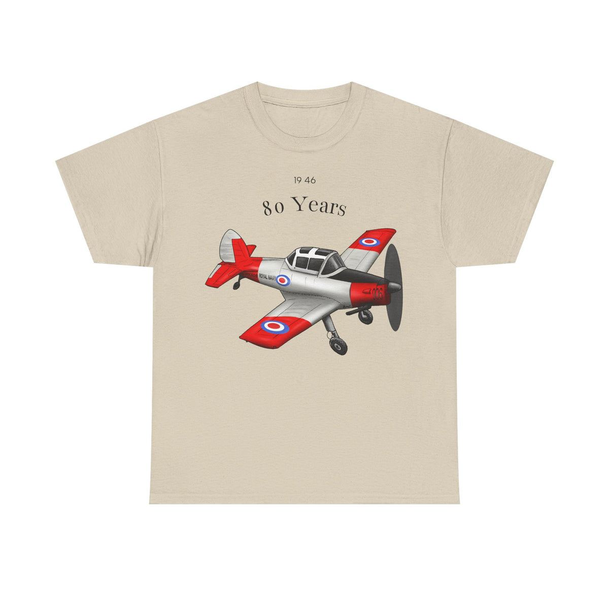 Chipmunk Vintage Airplane Tee — "80 Years" Commemorative Aviation Shirt