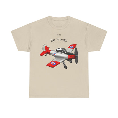 Chipmunk Vintage Airplane Tee — "80 Years" Commemorative Aviation Shirt