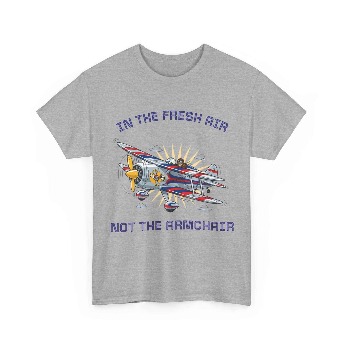 Aviation Adventure T‑Shirt — "In the Fresh Air, Not the Armchair" Vintage Biplane Tee