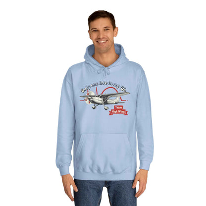 Aviation Hoodie — Vintage Cessna Plane "Team High Wing" Pullover