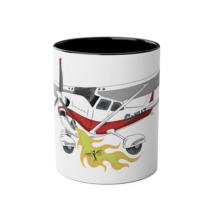 Cessna Bird Fryer Two-Tone Coffee Mugs, 11oz - Funky Aviation