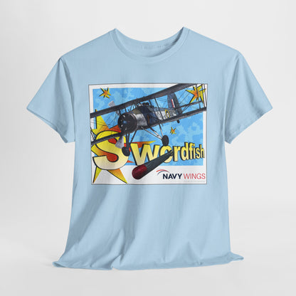 Swordfish Navy Wings T‑Shirt — Vintage Biplane Aviation Graphic Tee