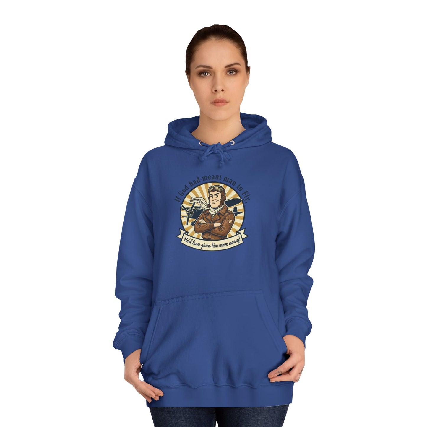 Aviator Retro College Hoodie — “I’ll Save You From The Storm” Vintage Pilot Graphic