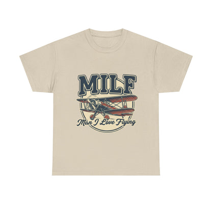 T-Shirt — "MILF: Man I Love Flying" Vintage Airplane Graphic Tee