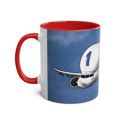 Beluga Airbus Cartoon Two-Tone Coffee Mugs, 11oz - Funky Aviation