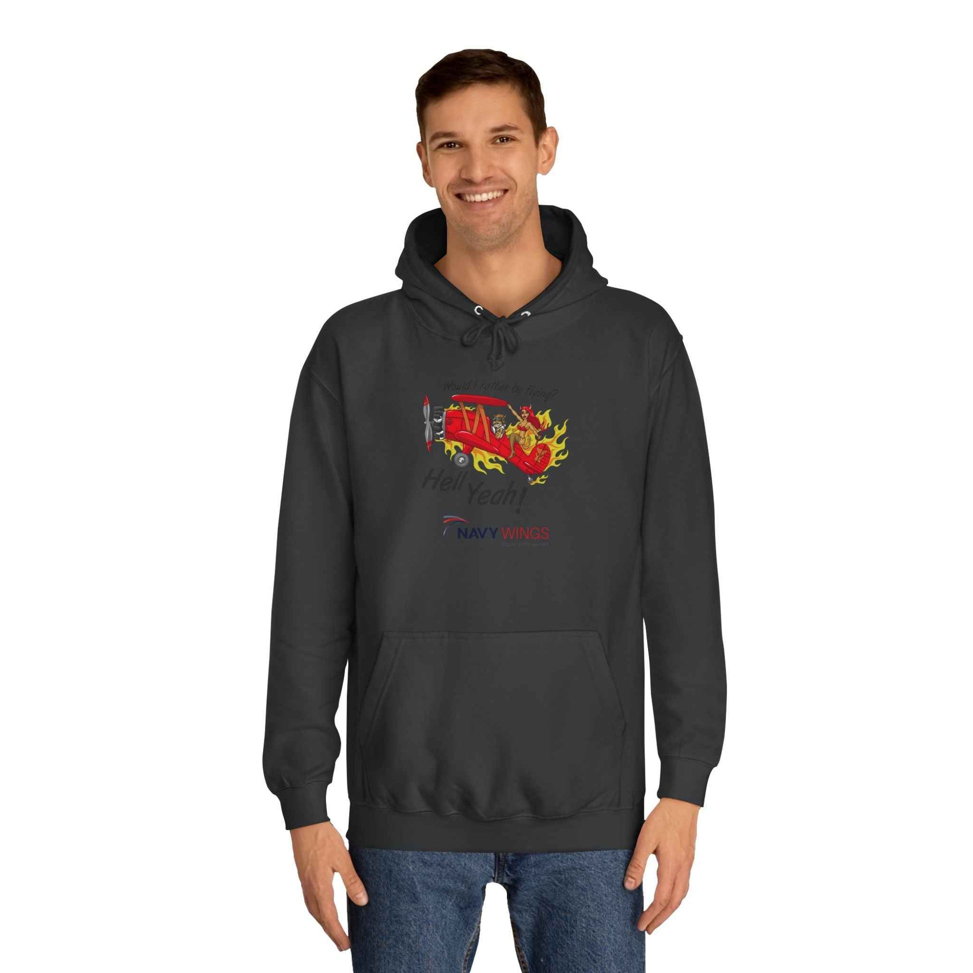 Vintage Red Airplane Hoodie — "Hell Yeah!" Graphic College Pullover
