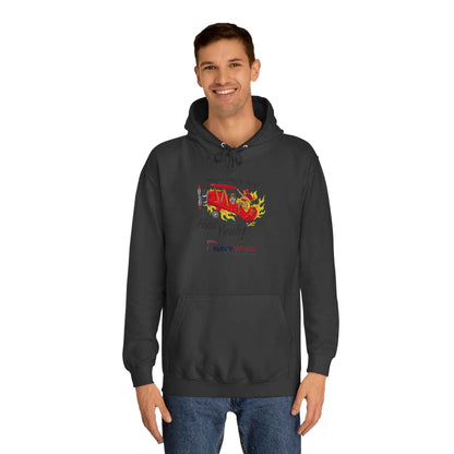 Vintage Red Airplane Hoodie — "Hell Yeah!" Graphic College Pullover
