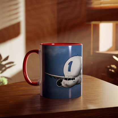 Beluga Airbus Cartoon Two-Tone Coffee Mugs, 11oz - Funky Aviation