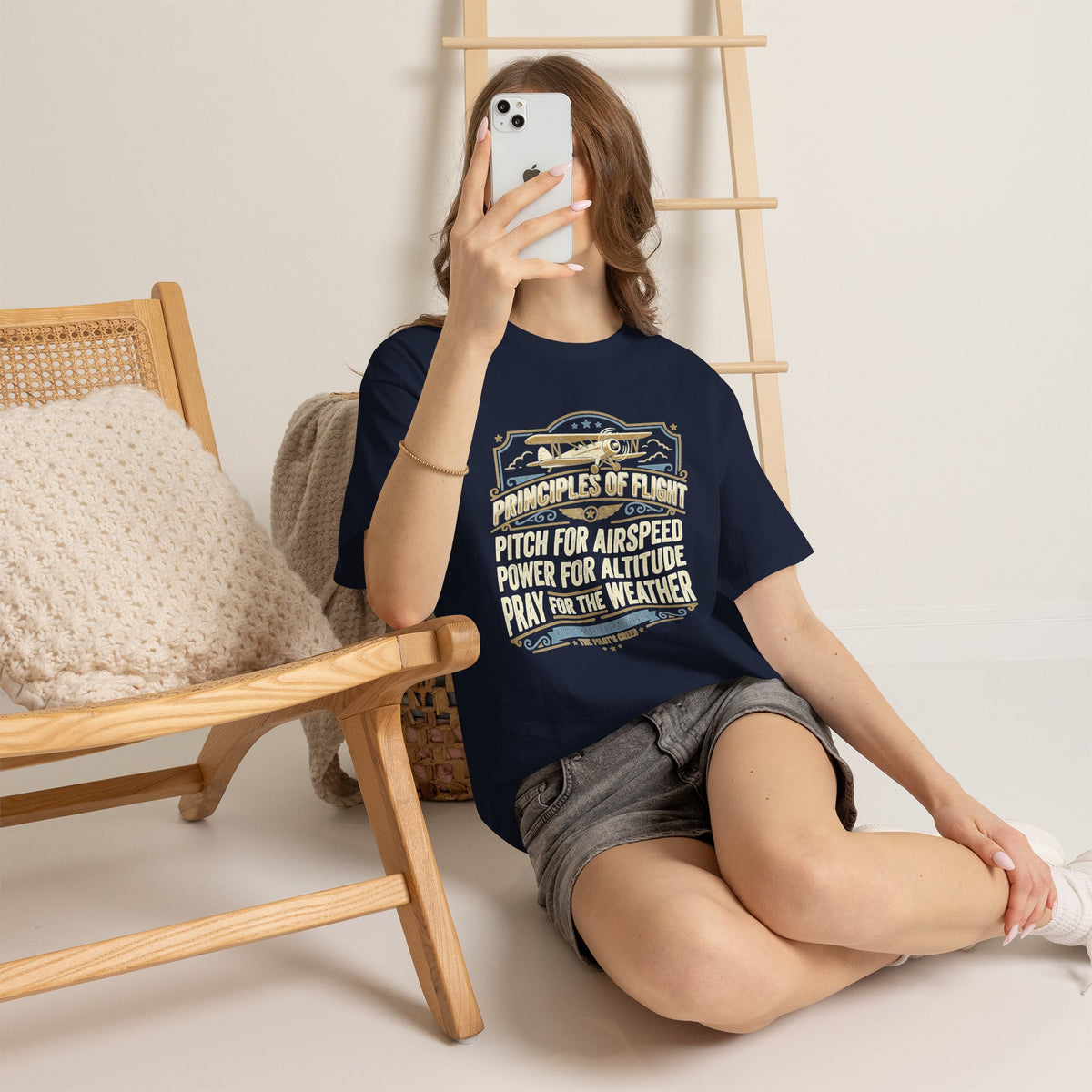 Aviator Principles T‑Shirt — "Principles of Flight: Pitch for Airspeed, Power for Altitude, Pray for the Weather"