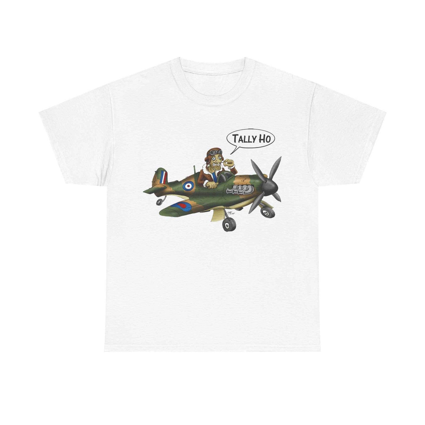Tally Ho Spitfire Tee — Retro WWII Pilot Plane Graphic T-Shirt
