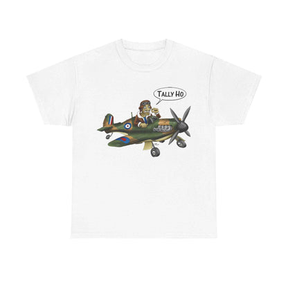 Tally Ho Spitfire Tee — Retro WWII Pilot Plane Graphic T-Shirt