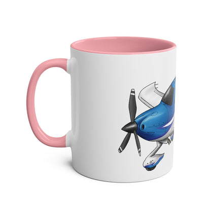 Cirrus Aircraft Hand drawn art Two-Tone Coffee Mugs, 11oz - Funky Aviation