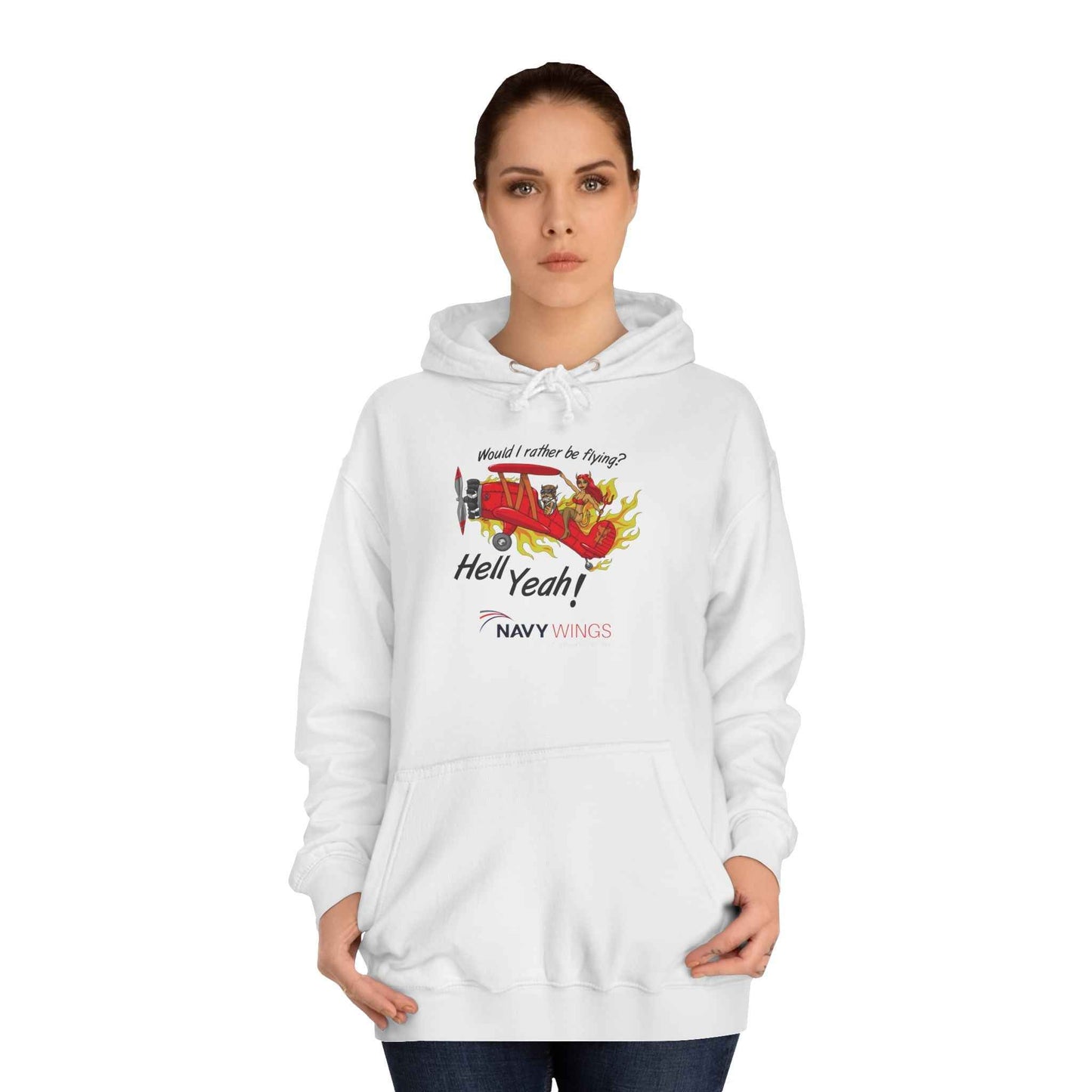 Vintage Red Airplane Hoodie — "Hell Yeah!" Graphic College Pullover