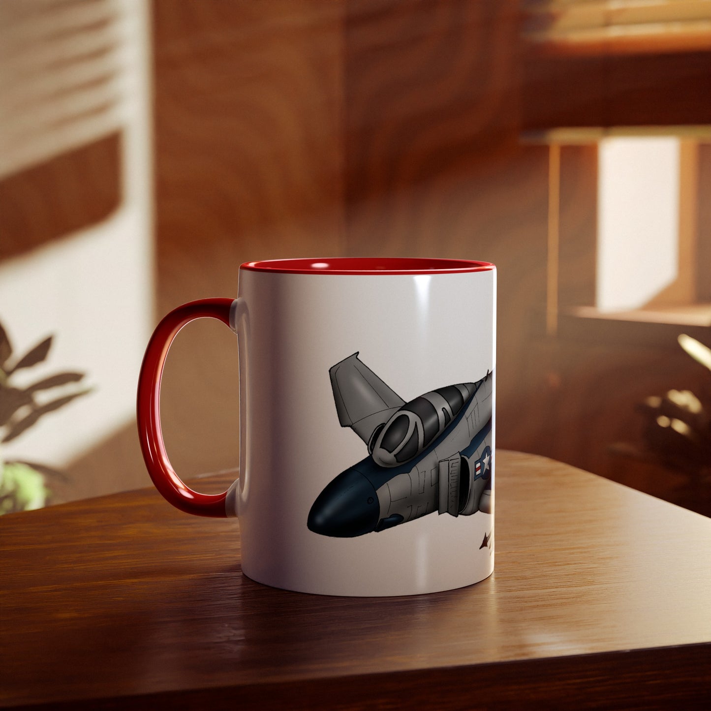 Phantom Fighter Jet Two-Tone Coffee Mugs, 11oz