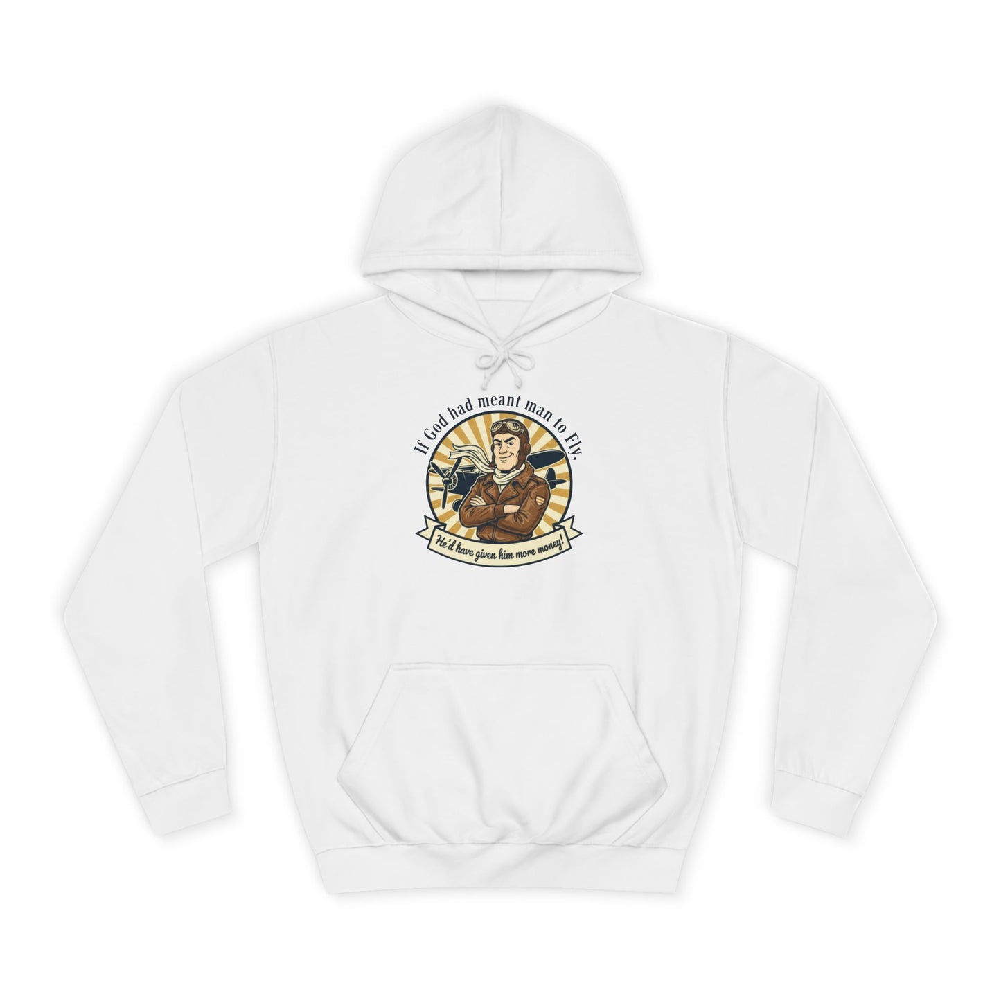 Aviator Retro College Hoodie — “I’ll Save You From The Storm” Vintage Pilot Graphic