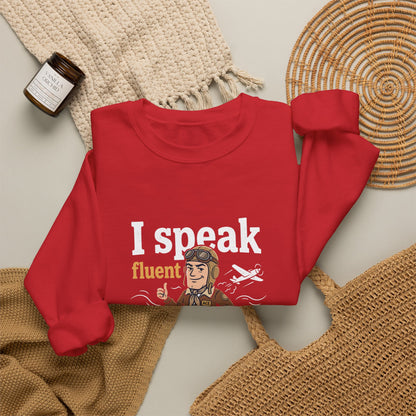 Aviation Crewneck Sweatshirt – "Fluent Turbulence" Vintage Pilot Graphic