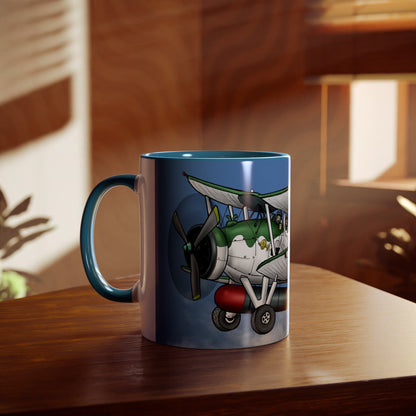 Navy Swordfish Design Two-Tone Coffee Mugs, 11oz - Funky Aviation