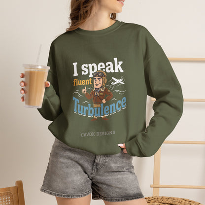 Aviation Crewneck Sweatshirt – "Fluent Turbulence" Vintage Pilot Graphic